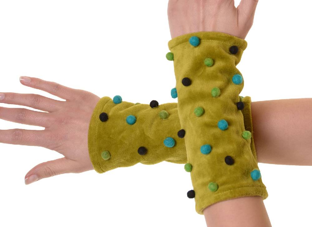 Kunst Und Magie Samt Armstulpen Stulpen Handwärmer Mit Lustigen Filzkugeln