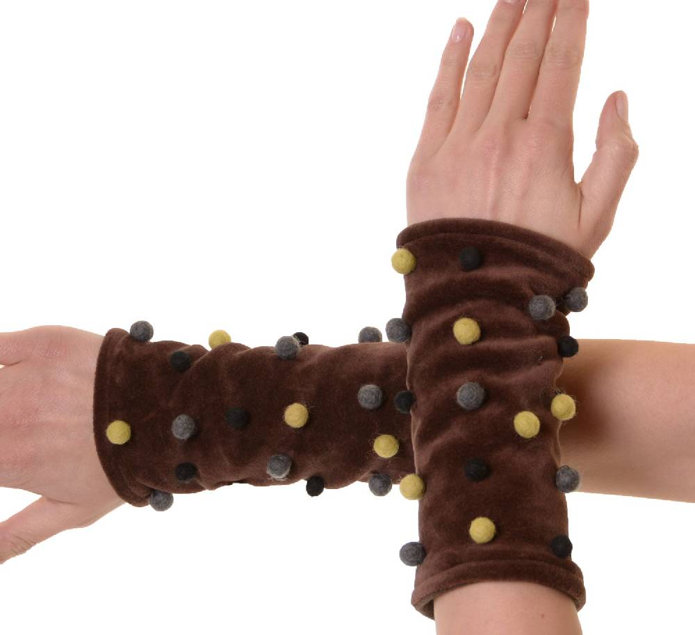 Kunst Und Magie Samt Armstulpen Stulpen Handwärmer Mit Lustigen Filzkugeln