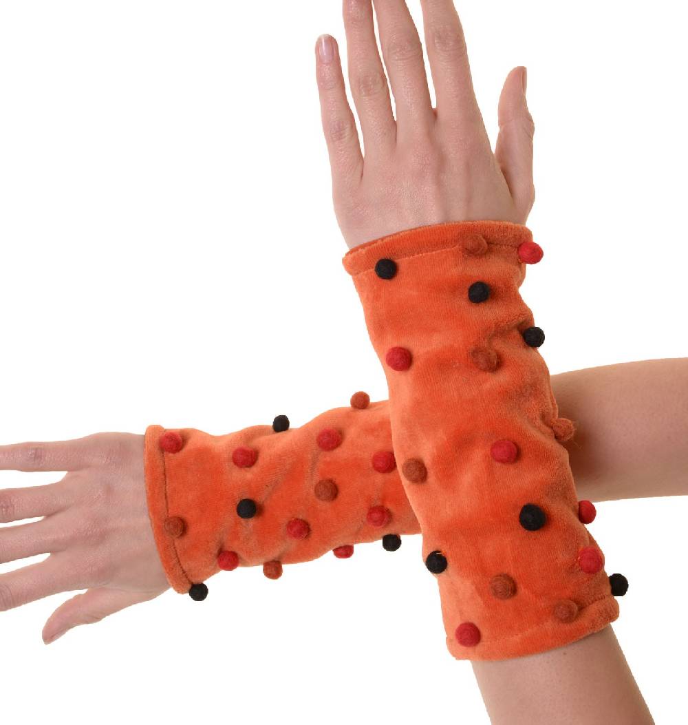 Kunst Und Magie Samt Armstulpen Stulpen Handwärmer Mit Lustigen Filzkugeln