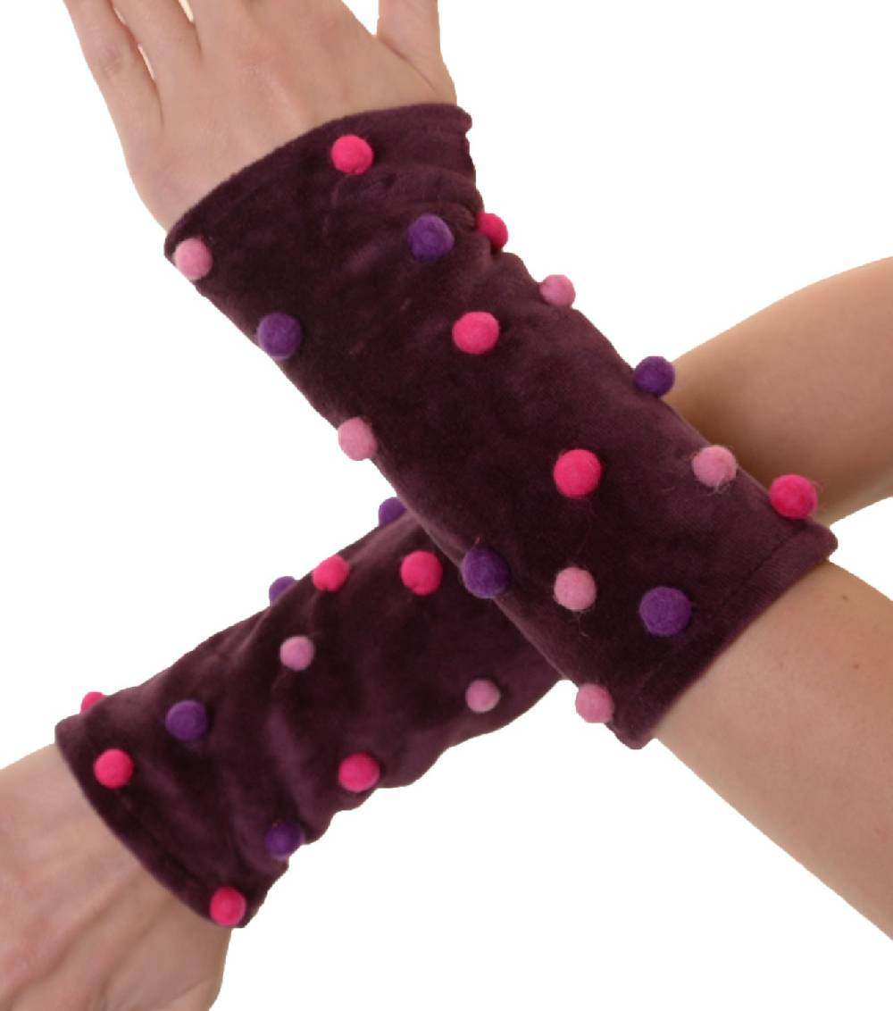 Kunst Und Magie Samt Armstulpen Stulpen Handwärmer Mit Lustigen Filzkugeln