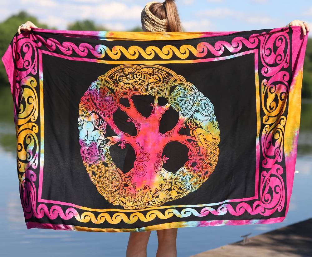 Kunst Und Magie Sarong Yogatuch Iggdrasil Weltenbaum Strandtuch Multifunktionstuch Dekotuch Tischdecke Wickelkleid