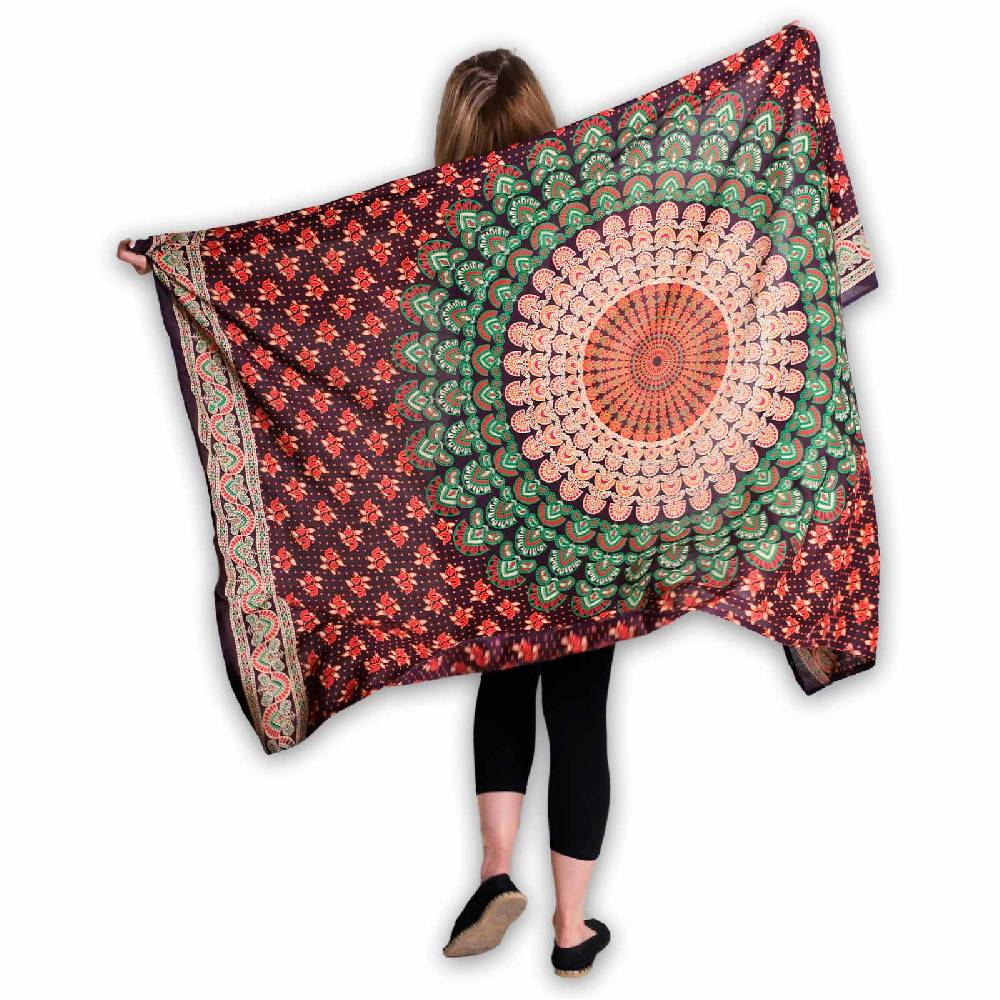 Kunst Und Magie Sarong Yogatuch Pfauen Mandala Strandtuch Multifunktionstuch Dekotuch Tischdecke Wickelkleid