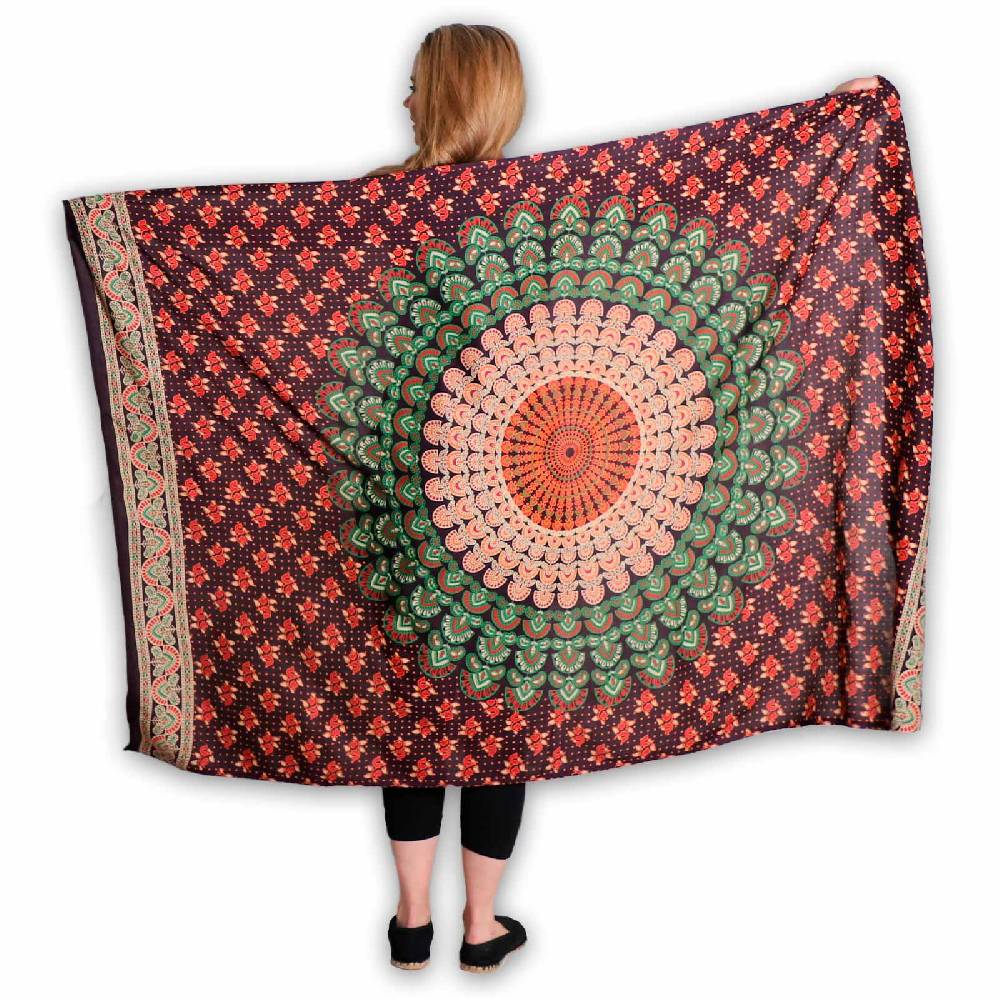 Kunst Und Magie Sarong Yogatuch Pfauen Mandala Strandtuch Multifunktionstuch Dekotuch Tischdecke Wickelkleid