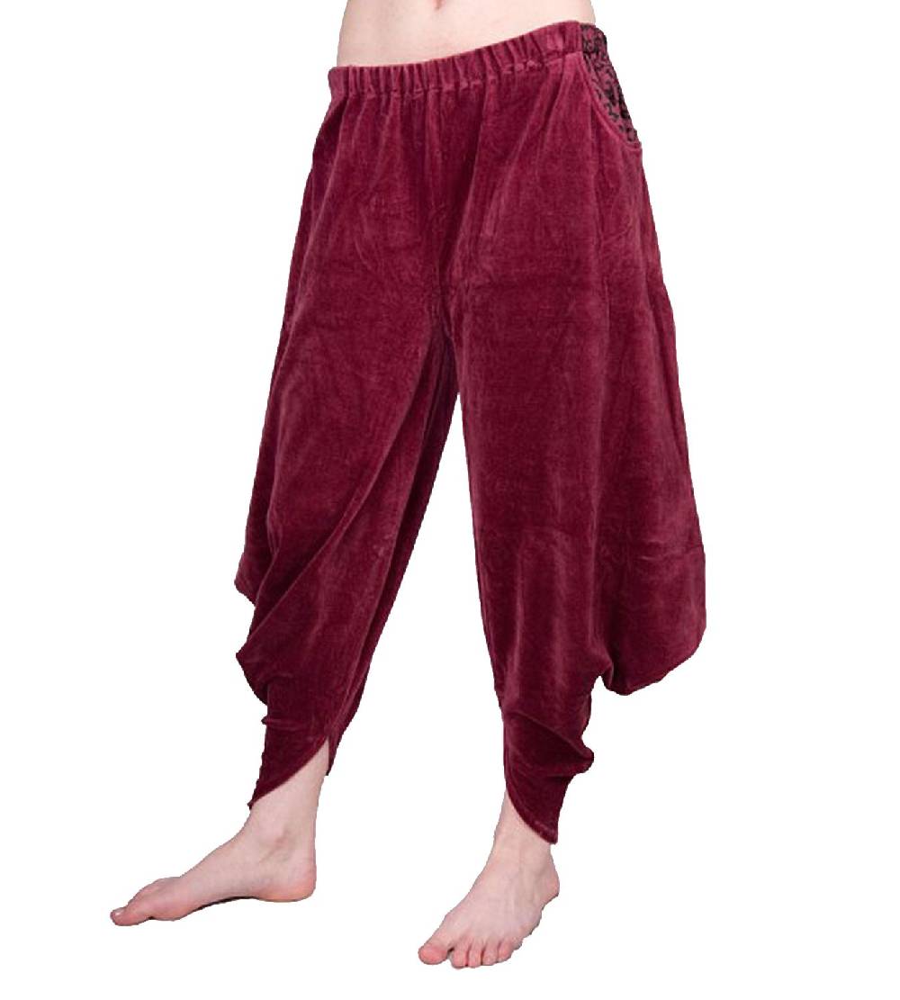 Kunst Und Magie Sarouel Haremshose Pluderhose aus Samt ALADINHOSE weinrot
