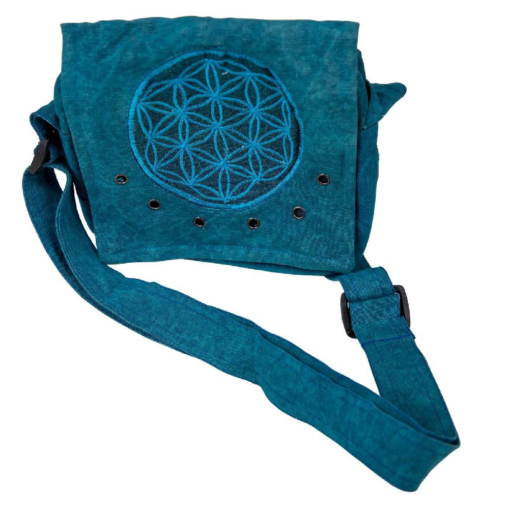 Kunst Und Magie Schultertasche Hippie Umhängetasche Handtasche Goa Tasche mit Schulterriemen Damen Herren Lebensblume