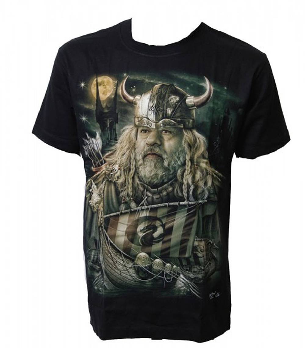 Kunst Und Magie Schwarzes Wikinger T-Shirt Nordisch Fantasy Metal Goth