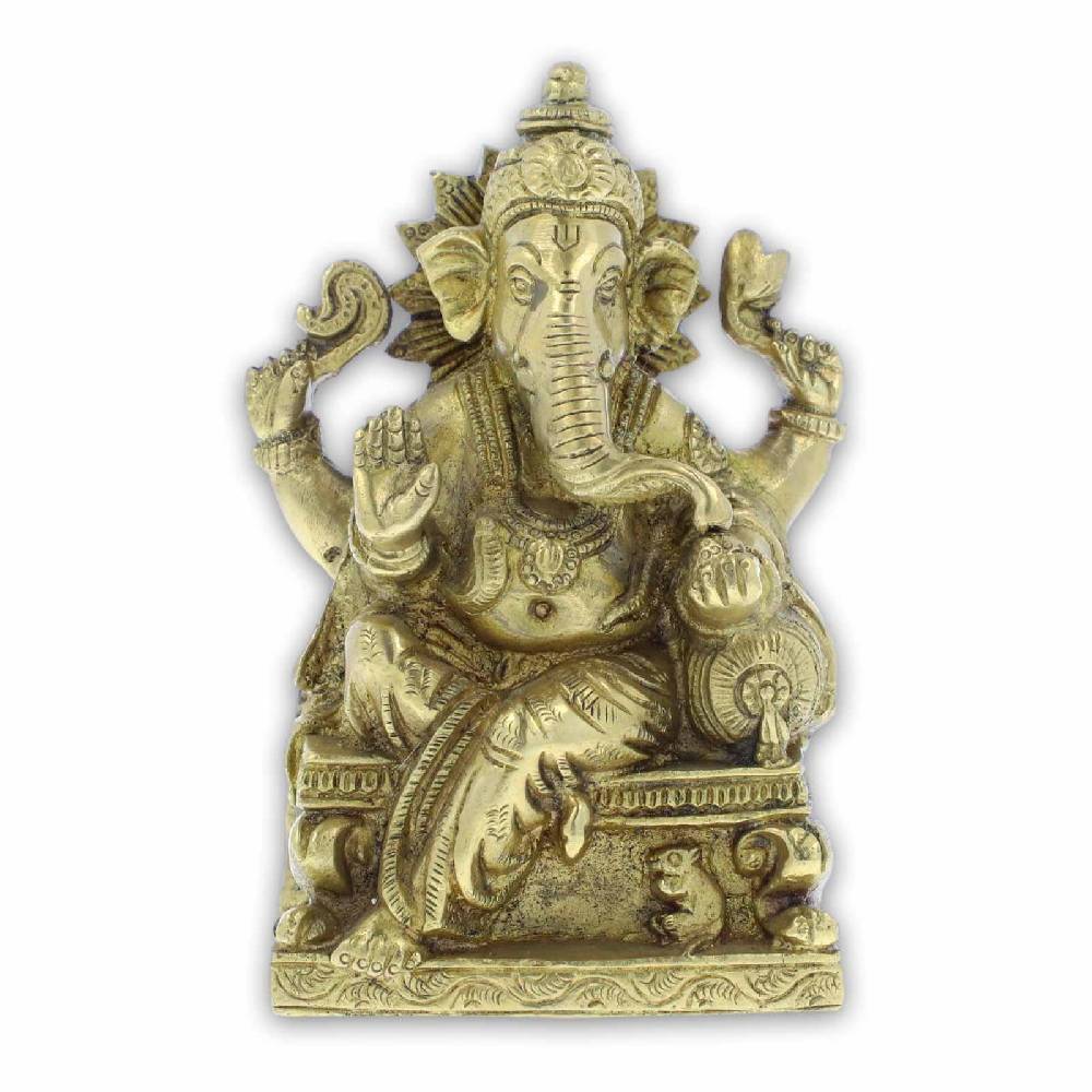 Kunst Und Magie Skulptur Hindu Gott Ganesha Messing Elefantengott Figur 14cm
