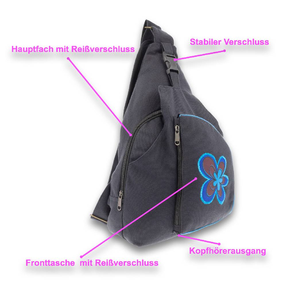 Kunst Und Magie Sling Bag Hippie Goa Bodybag Schultertasche Flower Crossbody Messenger Rucksack L