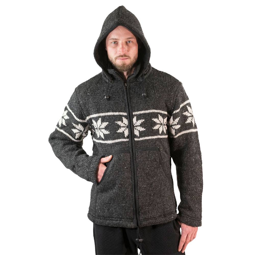 Kunst Und Magie Snowboard Strickjacke Nordisch Wolljacke Mit Fleecefutter Und Abnehmbarer Kapuze