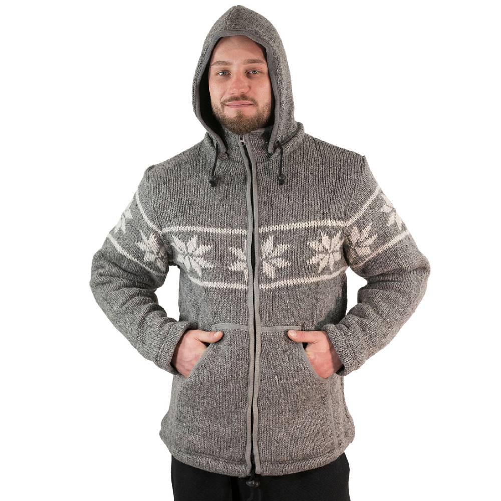 Kunst Und Magie Snowboard Strickjacke Nordisch Wolljacke Mit Fleecefutter Und Abnehmbarer Kapuze