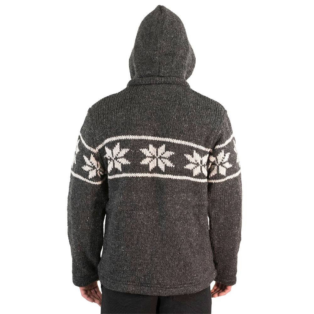 Kunst Und Magie Snowboard Strickjacke Nordisch Wolljacke Mit Fleecefutter Und Abnehmbarer Kapuze