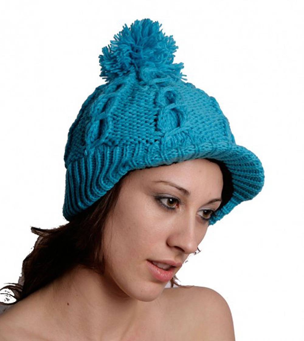 Kunst Und Magie Strick Schirmmütze Aus Wolle Mit Fleecefutter Blau
