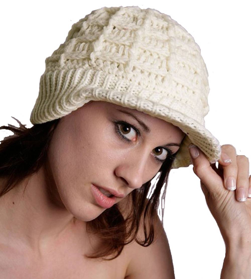 Kunst Und Magie Strick Schirmmütze Aus Wolle Mit Fleecefutter Weiß