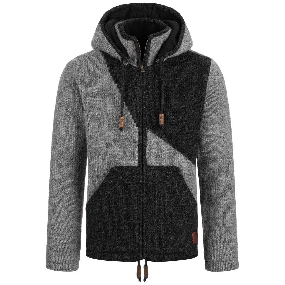 Kunst Und Magie Strickjacke Goa Wolle Jacke Fleecefutter Zipfelkapuze Unisex Fair