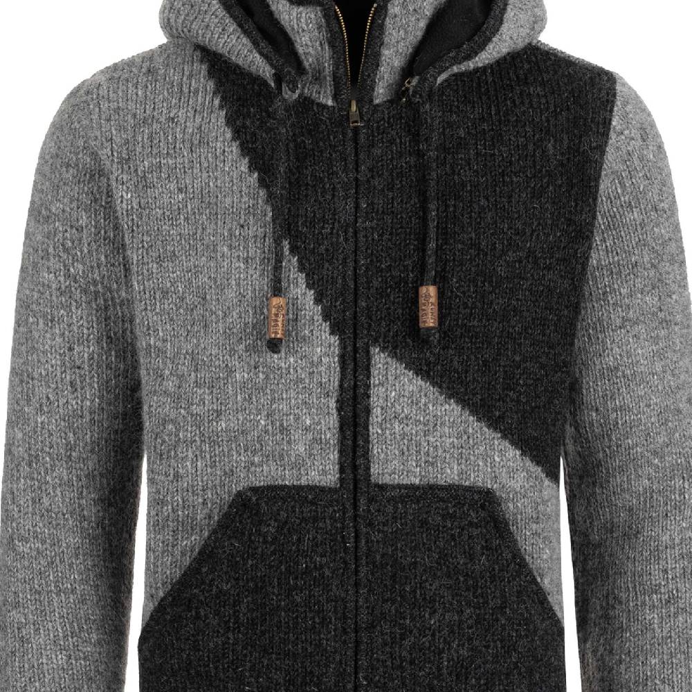 Kunst Und Magie Strickjacke Goa Wolle Jacke Fleecefutter Zipfelkapuze Unisex Fair