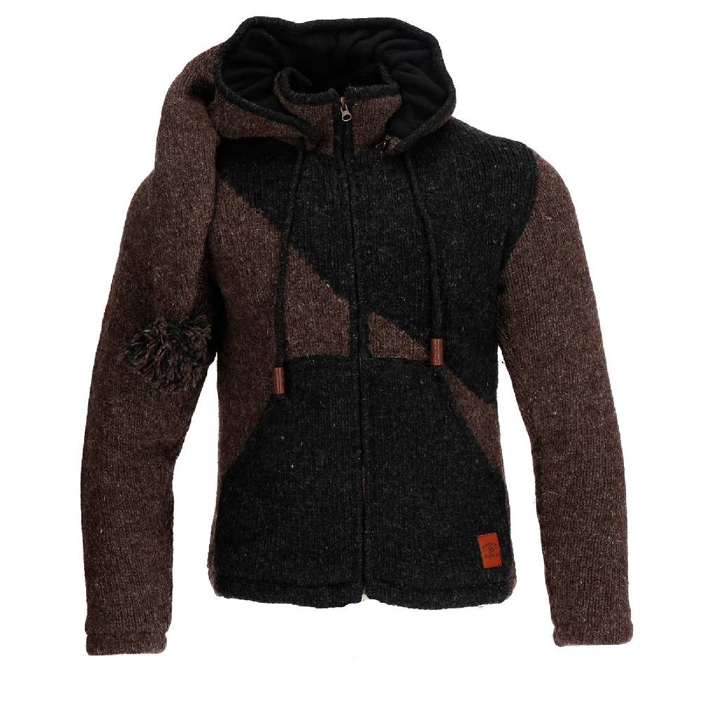 Kunst Und Magie Strickjacke Goa Wolle Jacke Fleecefutter Zipfelkapuze Unisex Fair