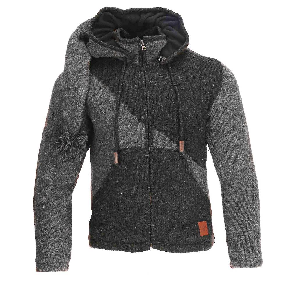 Kunst Und Magie Strickjacke Goa Wolle Jacke Fleecefutter Zipfelkapuze Unisex Fair