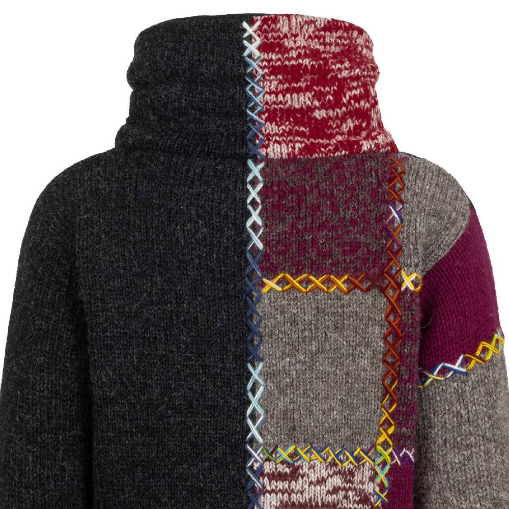 Kunst Und Magie Strickjacke Schurwolle Klassich Nordisch Wolle Jacke Thermo-Hoch Kragen Futter Unisex