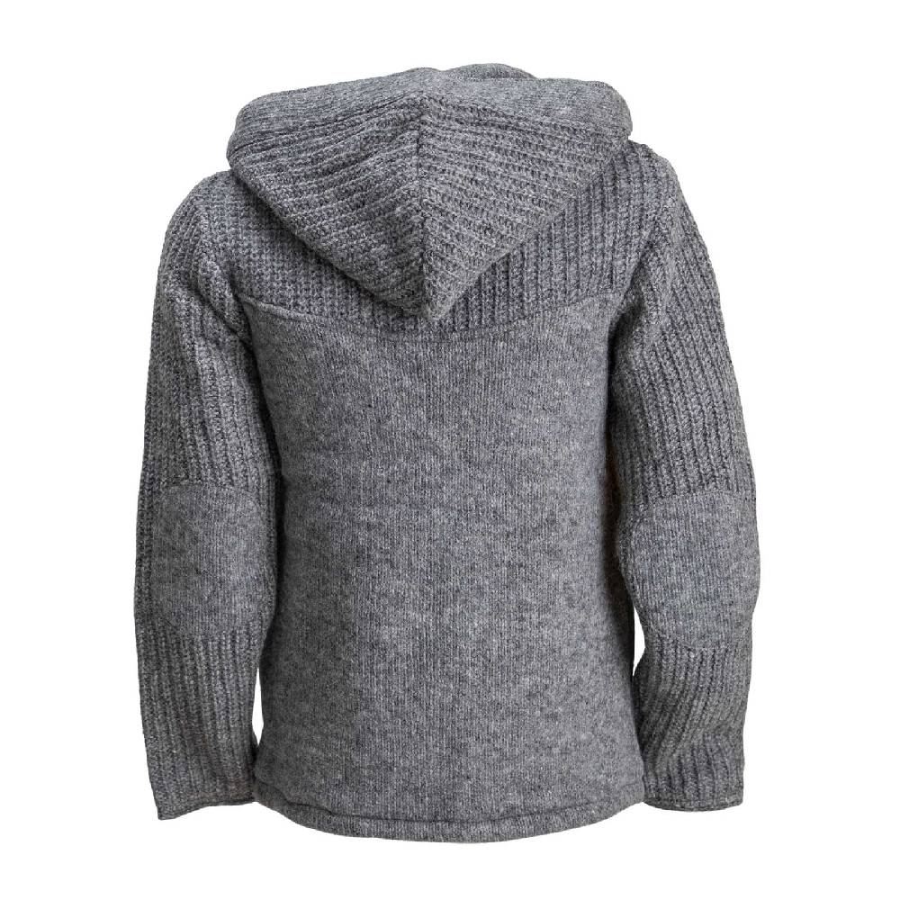 Kunst Und Magie Strickjacke Schurwolle Klassich Nordisch Wolle Jacke Mit Kapuze Kragen Futter Unisex Grau