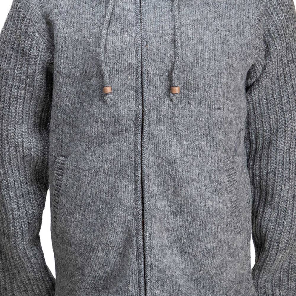 Kunst Und Magie Strickjacke Schurwolle Klassich Nordisch Wolle Jacke Mit Kapuze Kragen Futter Unisex Grau