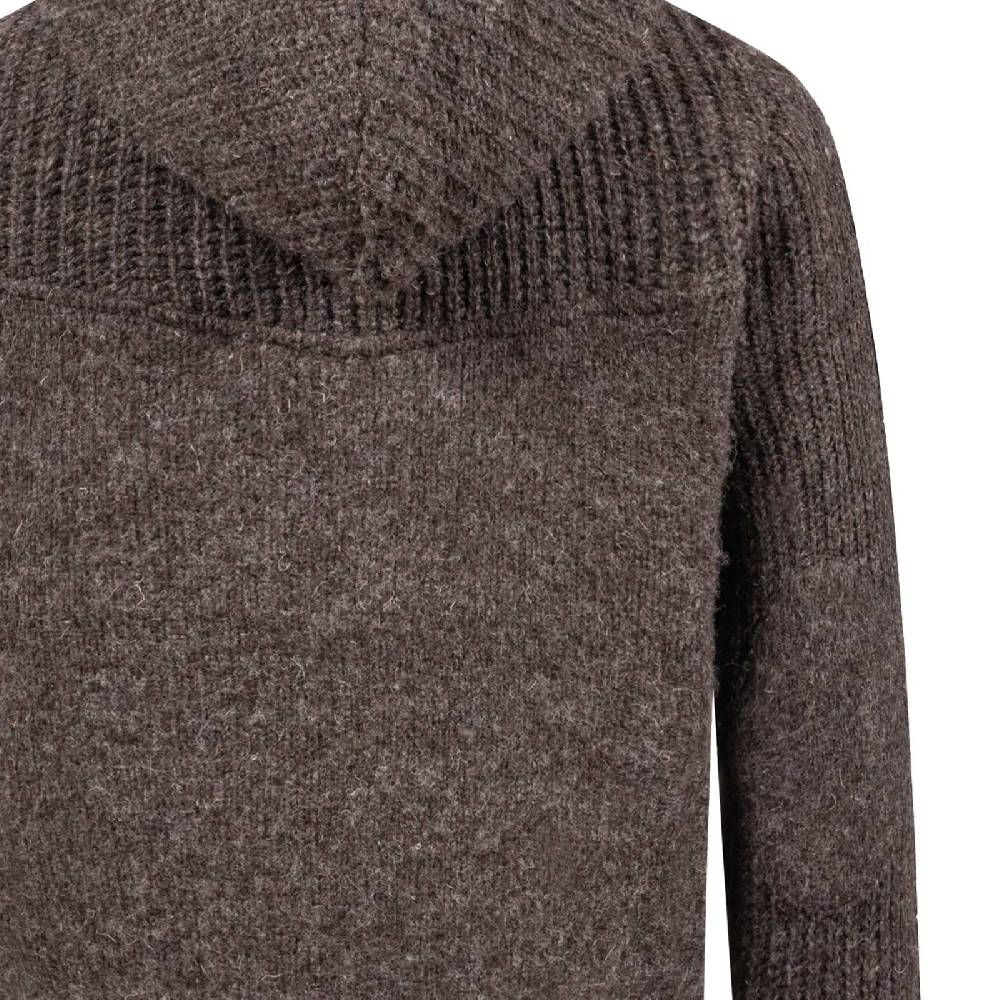 Kunst Und Magie Strickjacke Schurwolle Klassich Nordisch Wolle Jacke Mit Kapuze Kragen Futter Unisex Braun