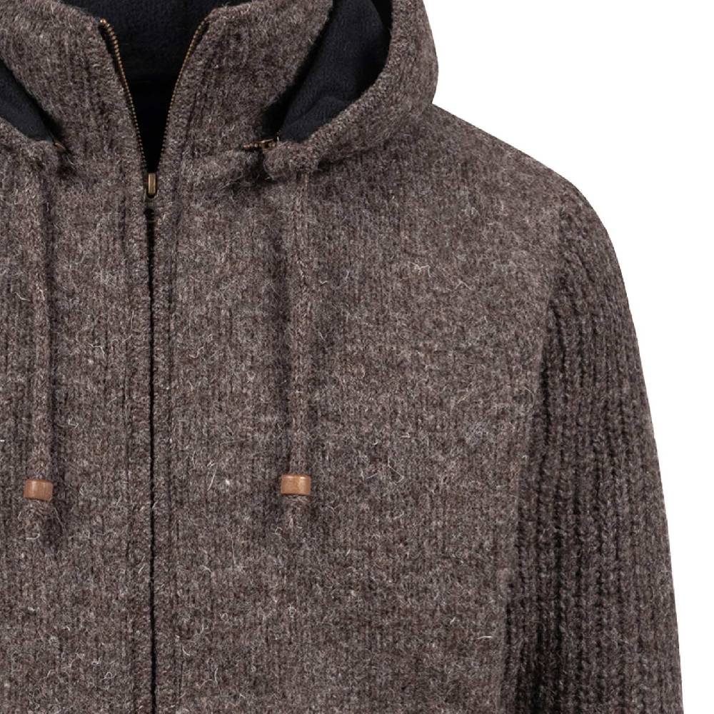 Kunst Und Magie Strickjacke Schurwolle Klassich Nordisch Wolle Jacke Mit Kapuze Kragen Futter Unisex Braun