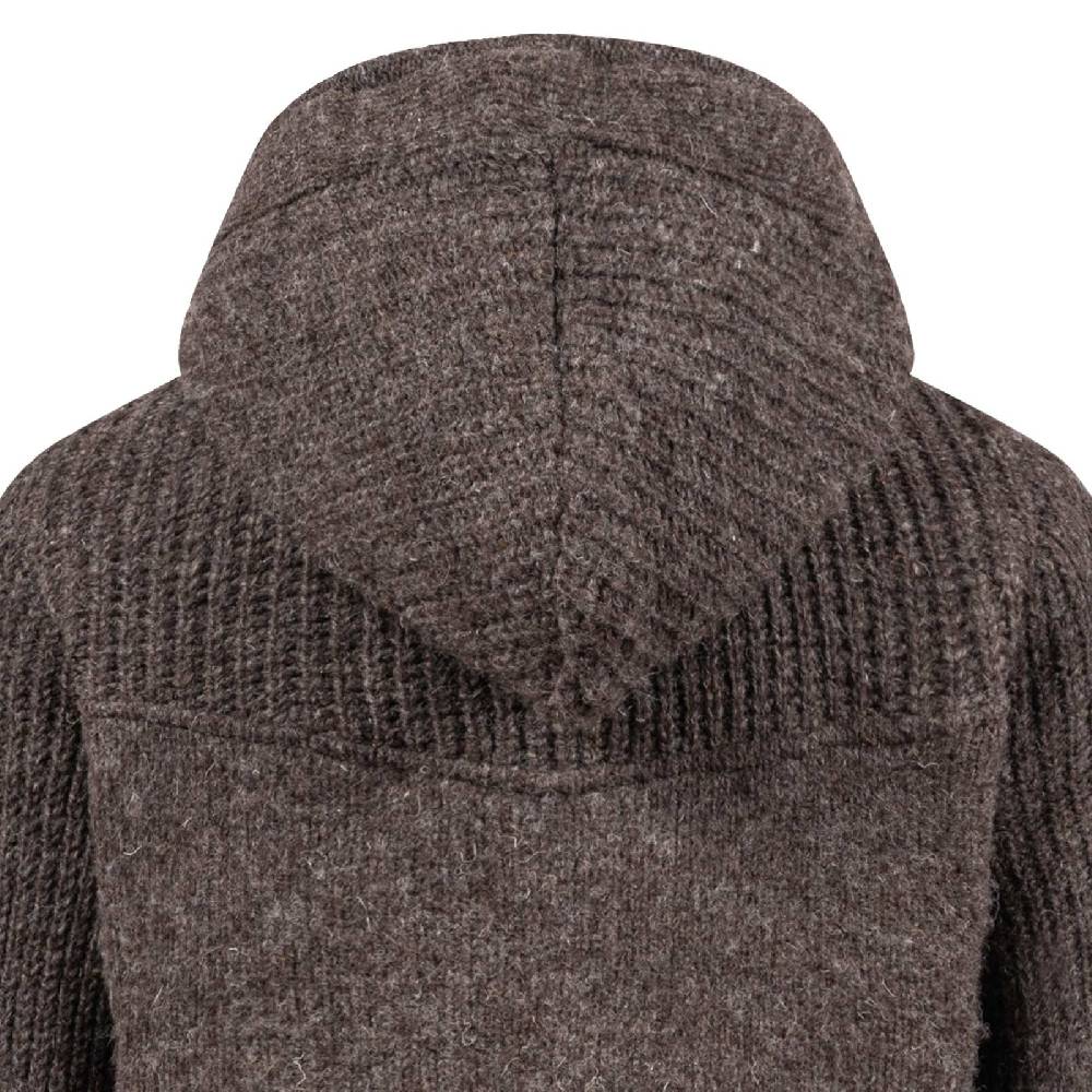 Kunst Und Magie Strickjacke Schurwolle Klassich Nordisch Wolle Jacke Mit Kapuze Kragen Futter Unisex Braun