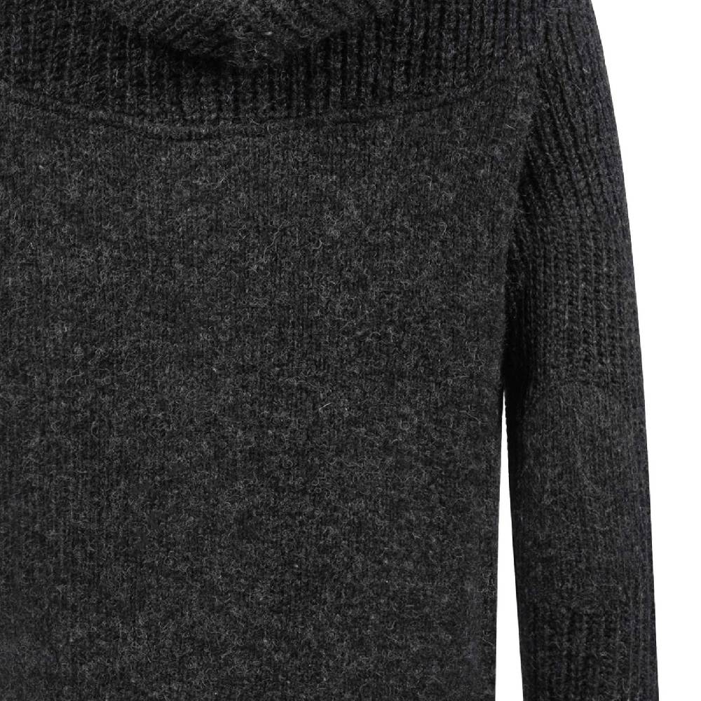 Kunst Und Magie Strickjacke Schurwolle Klassich Nordisch Wolle Jacke Mit Kapuze Kragen Futter Unisex Schwarz