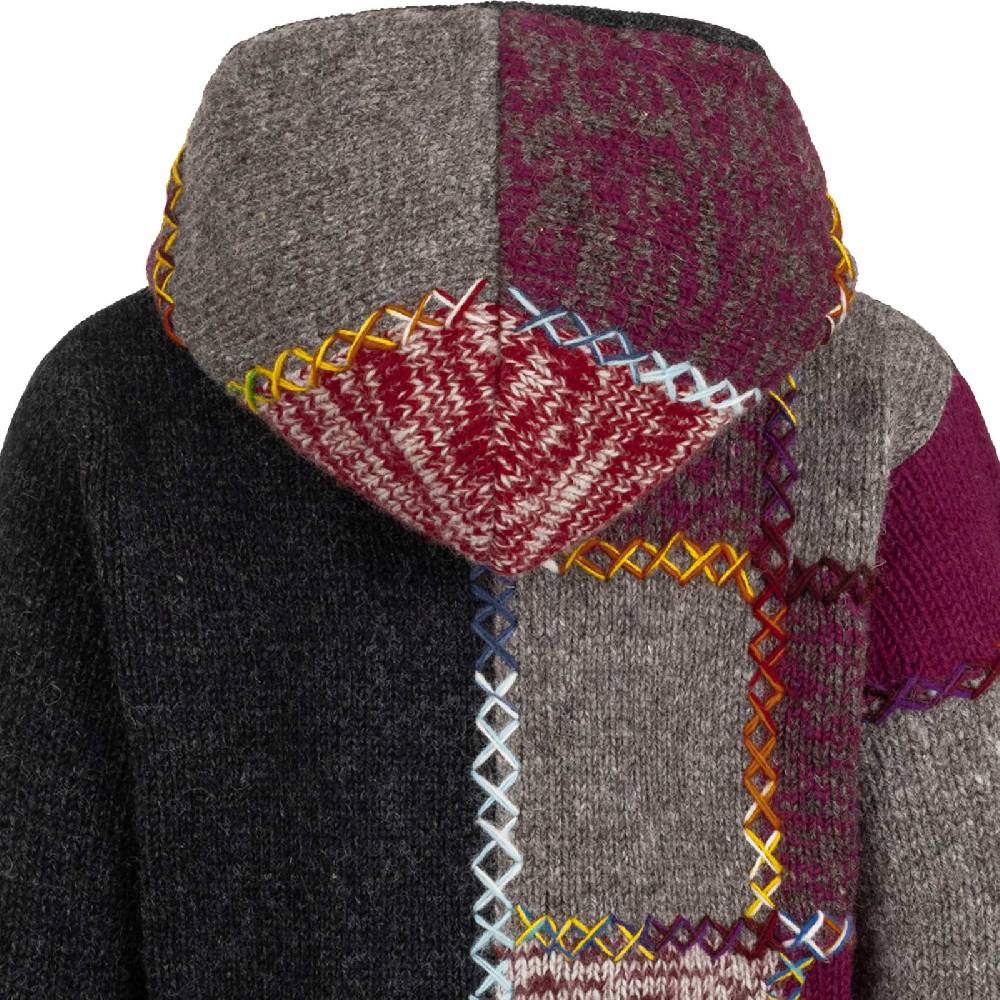 Kunst Und Magie Strickjacke Schurwolle Klassich Nordisch Wolle Jacke Winterjacke Mit Hochkragen Kapuze Ying Yang