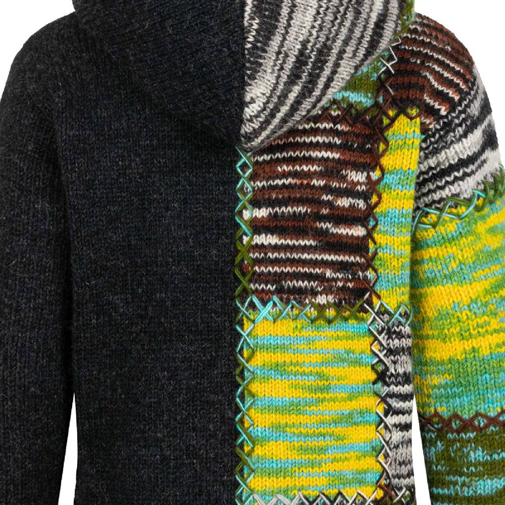 Kunst Und Magie Strickjacke Schurwolle Klassich Nordisch Wolle Jacke Winterjacke Mit Hochkragen Kapuze Ying Yang