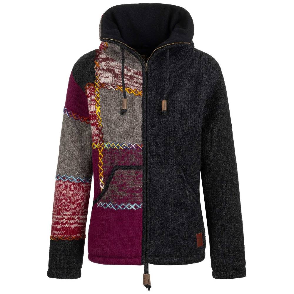Kunst Und Magie Strickjacke Schurwolle Klassich Nordisch Wolle Jacke Thermo-Hoch Kragen Futter Unisex