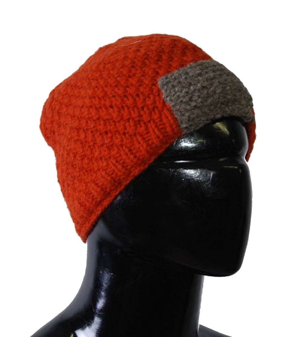 Kunst Und Magie Strickmütze Mütze aus Wolle - Fleecefutter Beanie XS Orange