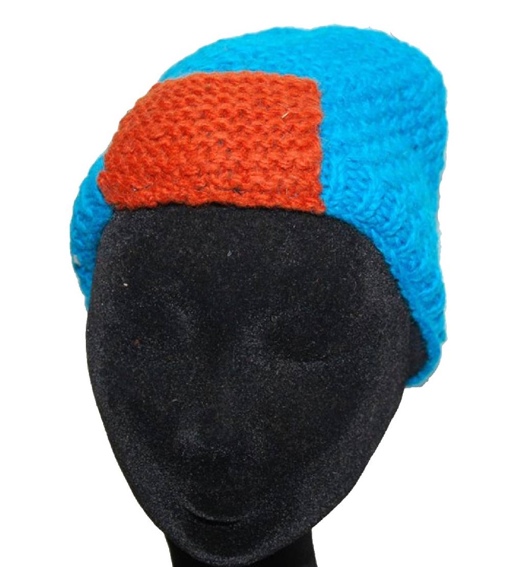 Kunst Und Magie Strickmütze Mütze aus Wolle - Fleecefutter Beanie XS Blau