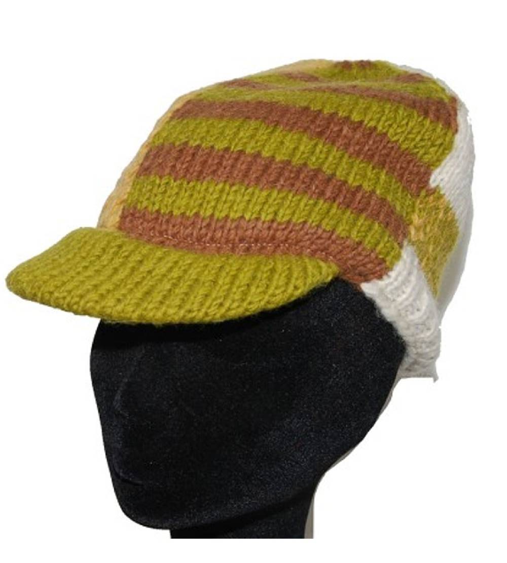 Kunst Und Magie Strickmütze Mütze aus Wolle mit Schirm - Fleecefutter Cap - Lemon Grün