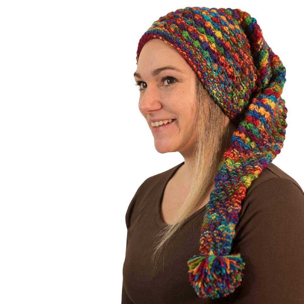 Kunst Und Magie Strickmütze Zipfelmütze Bommelmütze Mütze Aus Wolle Wollmütze Lange Zipfelmütze Rainbow