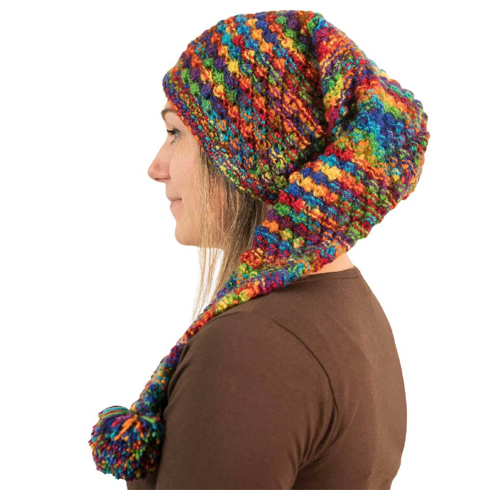 Kunst Und Magie Strickmütze Zipfelmütze Bommelmütze Mütze Aus Wolle Wollmütze Lange Zipfelmütze Rainbow
