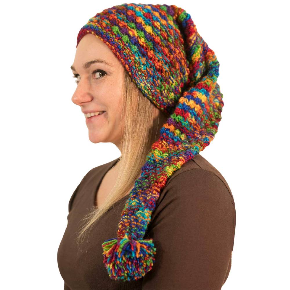 Kunst Und Magie Strickmütze Zipfelmütze Bommelmütze Mütze aus Wolle Wollmütze Lange Zipfelmütze Rainbow