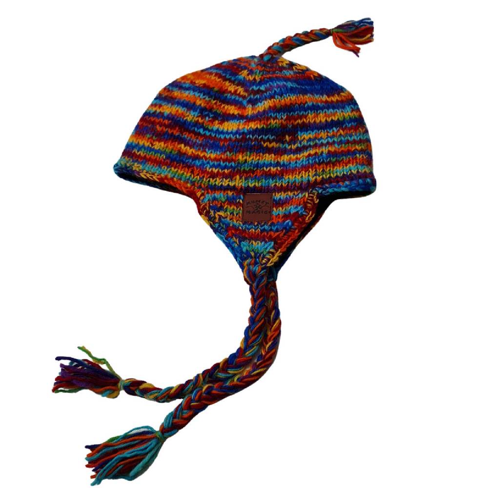 Kunst Und Magie Strickmütze Zipfelmütze Mütze Wolle Wollmütze Zipfelmütze Rainbow Ohrenklappen Fair Nepal