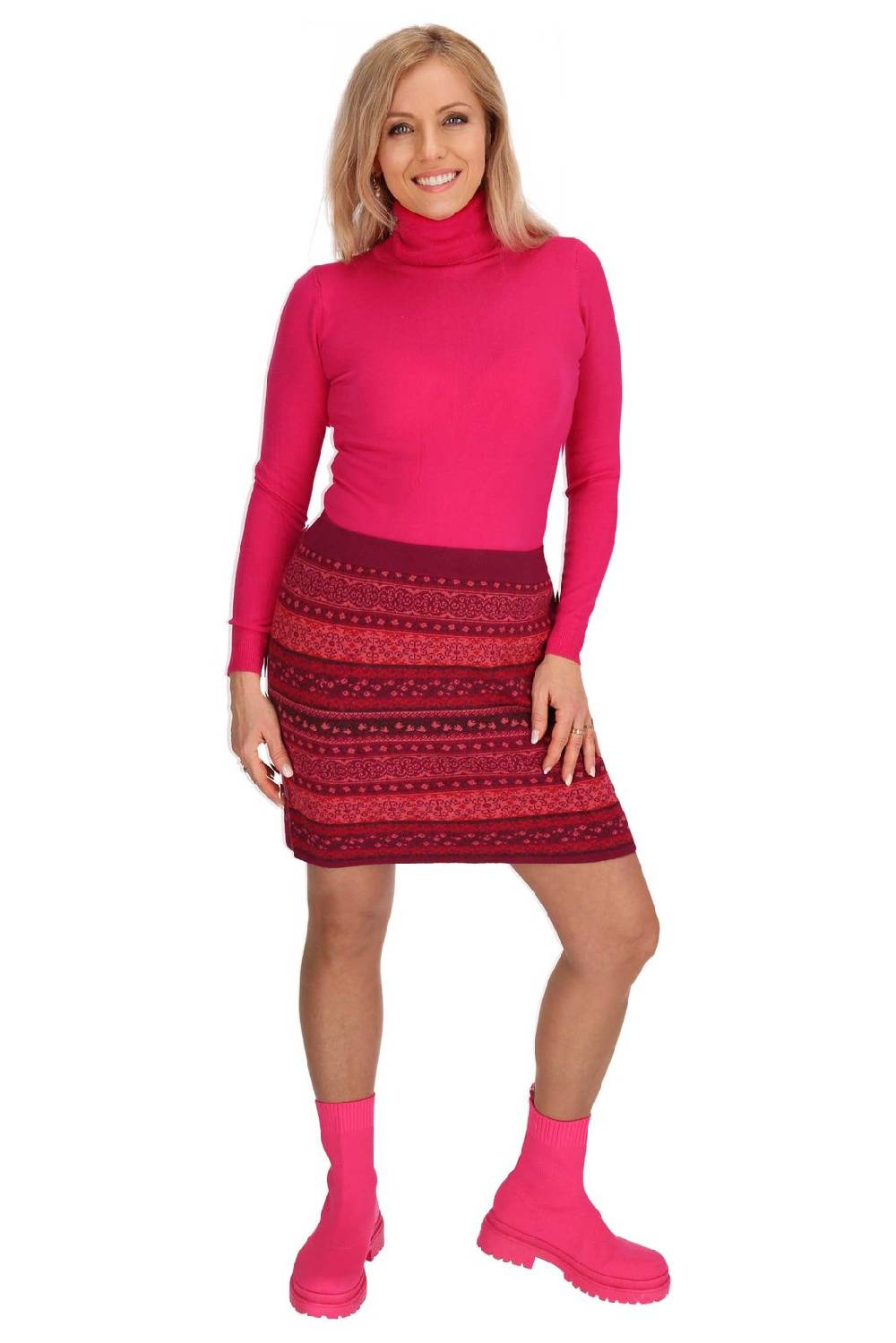 Kunst Und Magie Strickrock Knielanger Rock Aus Feinstrick Jaquard Baumwolle Boho