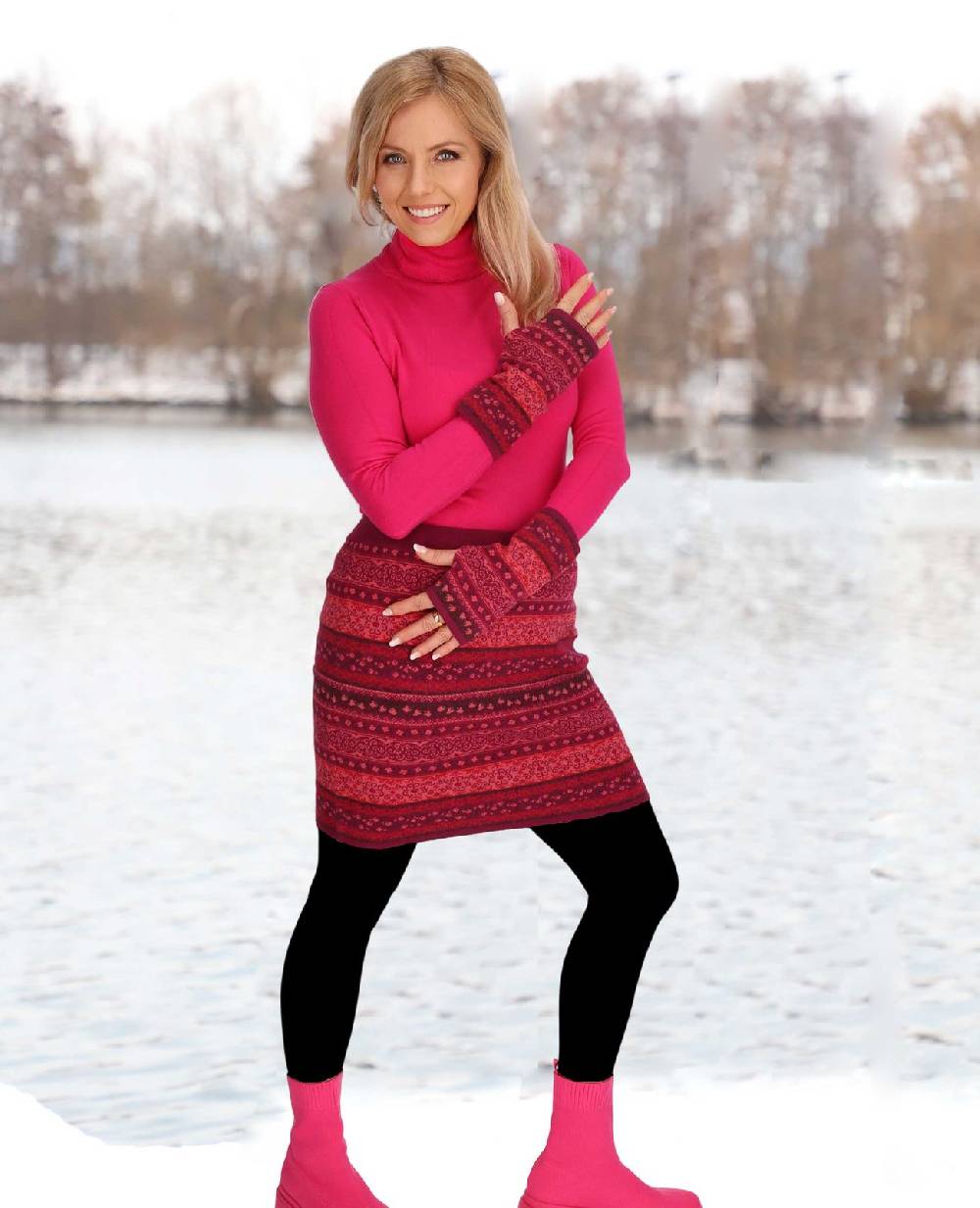 Kunst Und Magie Strickrock Knielanger Rock Aus Feinstrick Jaquard Baumwolle Boho