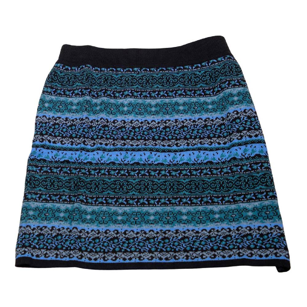 Kunst Und Magie Strickrock Knielanger Rock aus Feinstrick Jaquard Baumwolle Boho