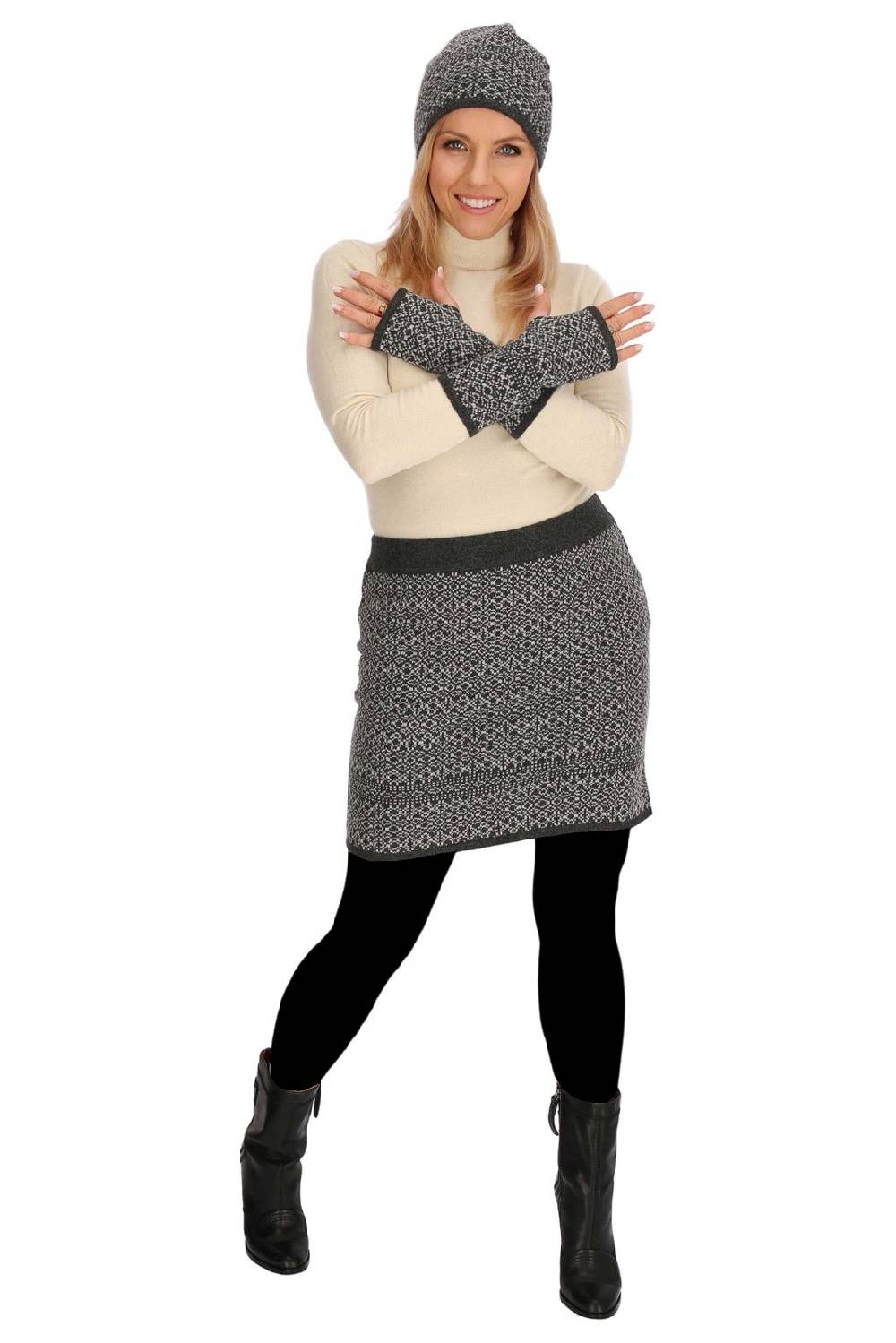 Kunst Und Magie Strickrock Knielanger Rock aus Schurwolle vom Lamm Lammwolle Wollrock Feinstrick Boho