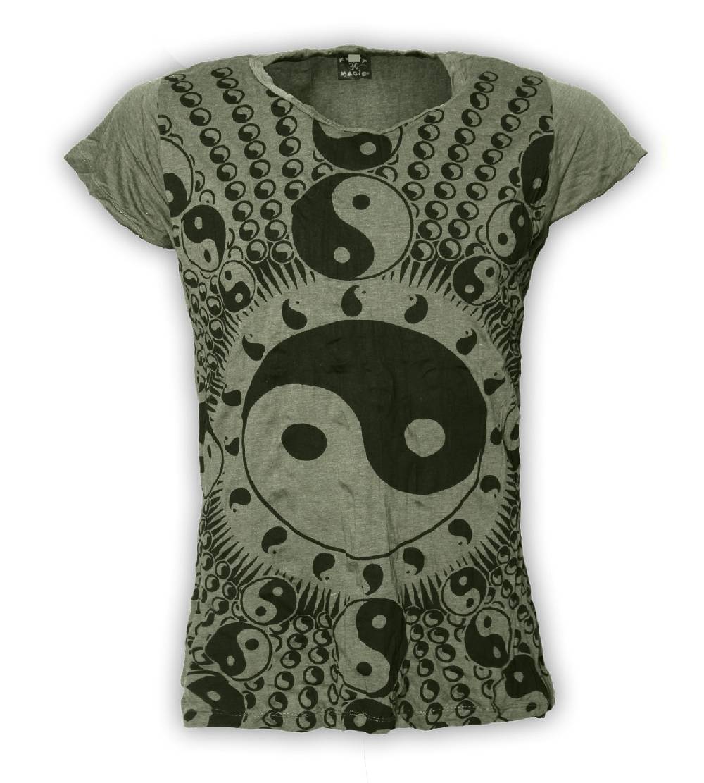 Kunst Und Magie Sure 70er Retro Girlie Top Ying & Yang Hippie Psy Goa T-Shirt