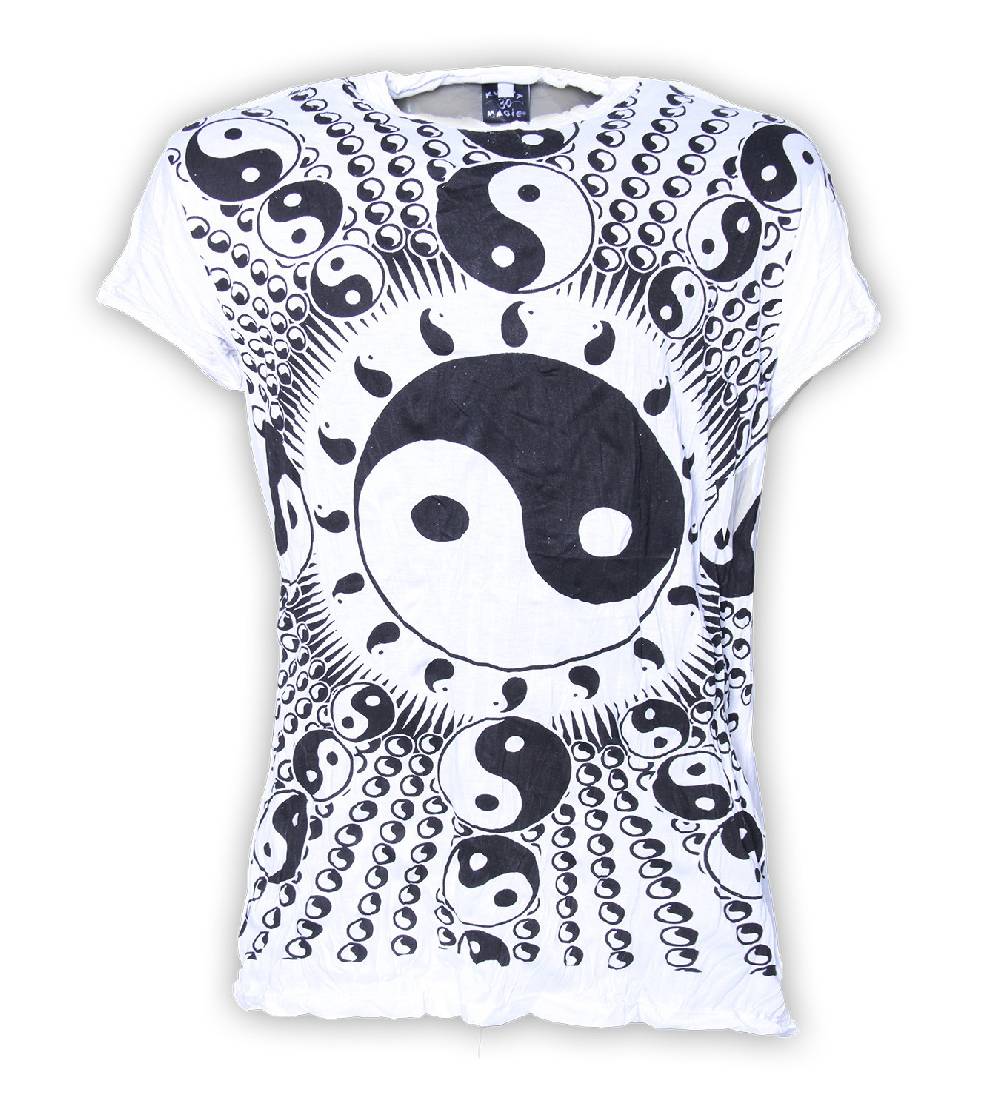 Kunst Und Magie Sure 70er Retro Girlie Top Ying & Yang Hippie Psy Goa T-Shirt
