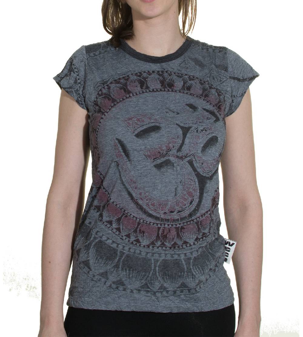 Kunst Und Magie Sure WEED Top 70er Style Goa Om Symbol Girlie T-Shirt Im Retro Look