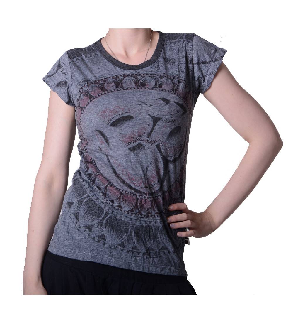 Kunst Und Magie Sure WEED Top 70er Style Goa Om Symbol Girlie T-Shirt Im Retro Look