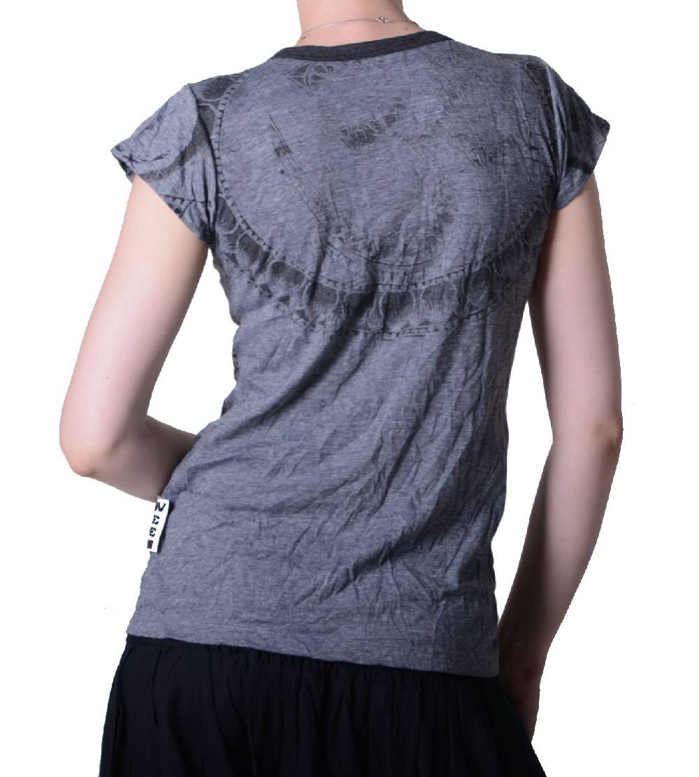 Kunst Und Magie Sure WEED Top 70er Style Goa Om Symbol Girlie T-Shirt Im Retro Look