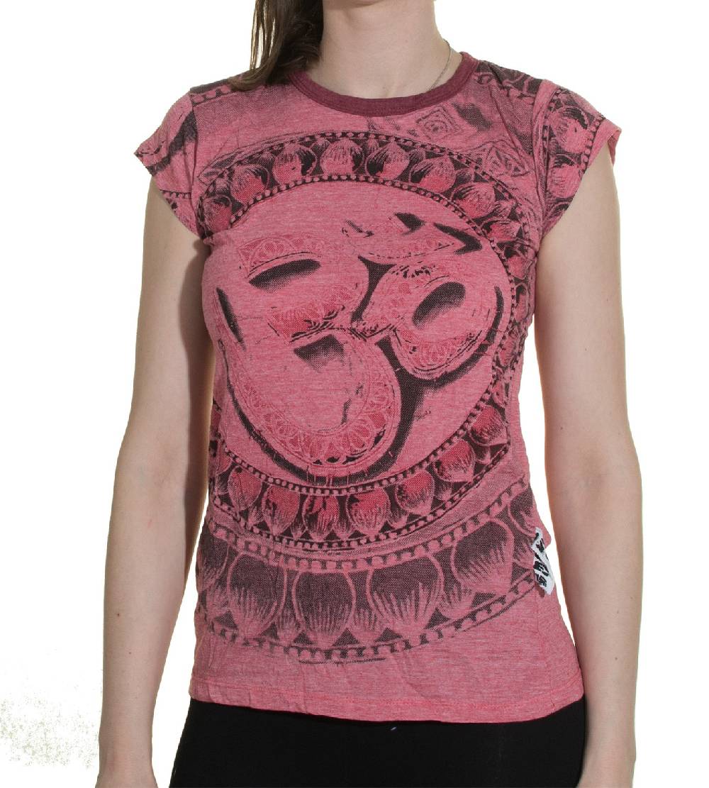 Kunst Und Magie Sure WEED Top 70er Style Goa Om Symbol Girlie T-Shirt im Retro Look