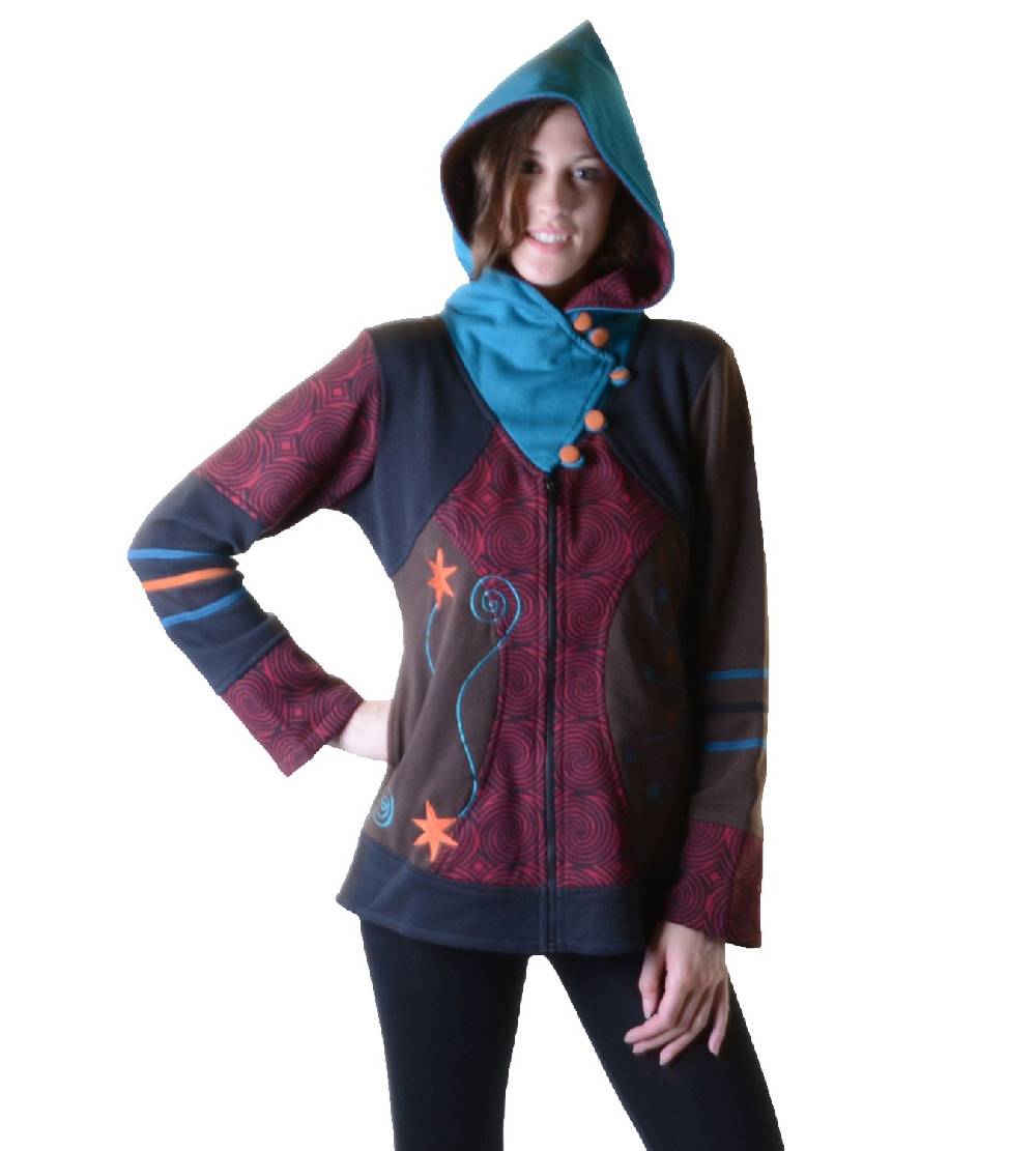 Kunst Und Magie Sweatjacke Mit Zipfelkapuze Goa Elfe Psy Hippie Fraggle