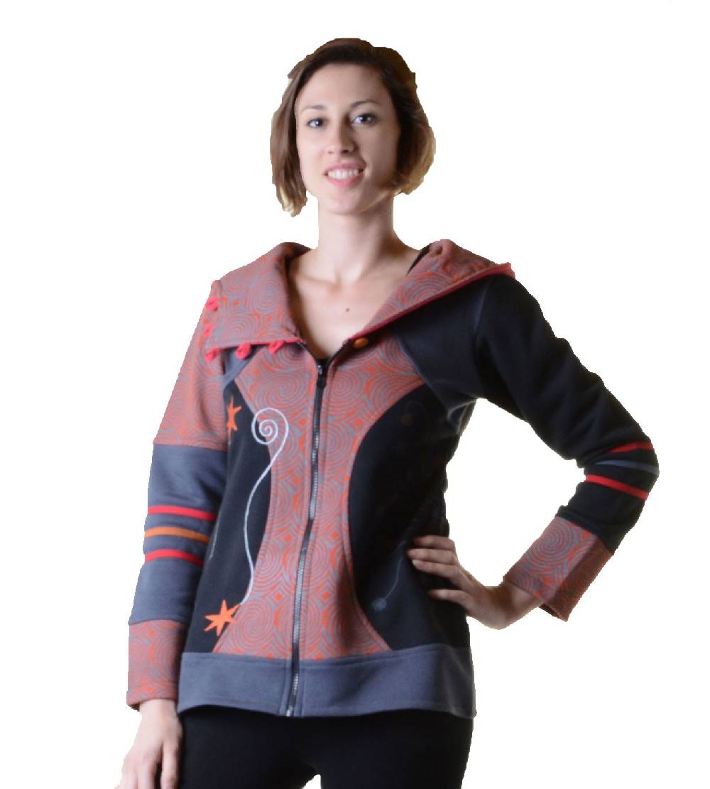 Kunst Und Magie Sweatjacke mit Zipfelkapuze Goa Elfe Psy Hippie Fraggle